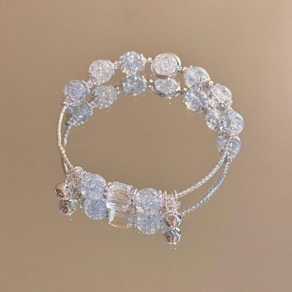 Niche Design Starfish Chain Tassel Bracelet for Women Fantasy Gradient Blue Crystal Beads Elastic Rope Bracelet Student Jewelry
