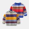 Boys' Long-sleeved Casual Sweater Children's Retro Plaid Pattern Fashion Pullover Sweater