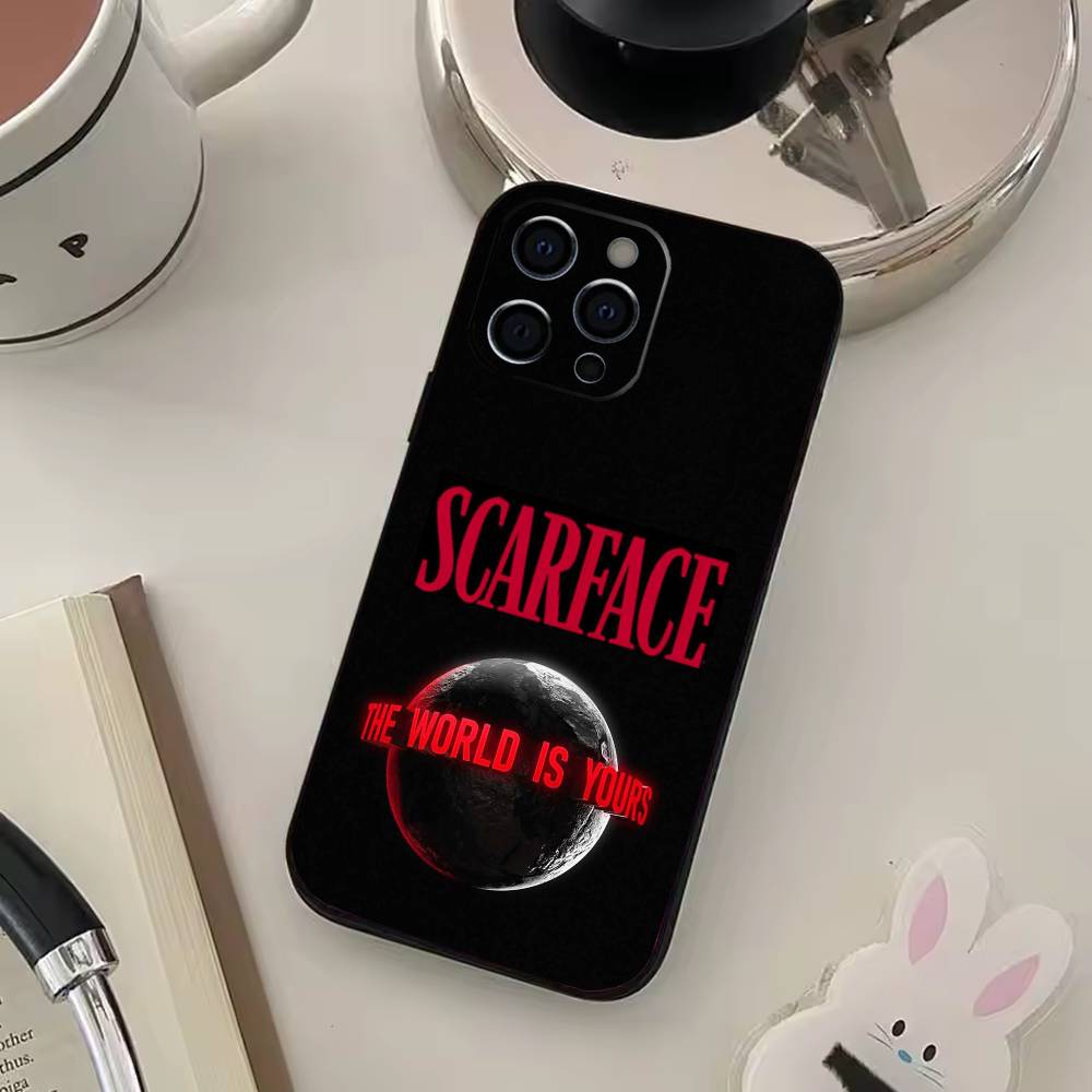 The World Is Yours S-Scarfaces Phone Case For iPhone 17,16,15,14,13,12,11 Plus,Pro Max,XS,Soft Silicone Black Cover