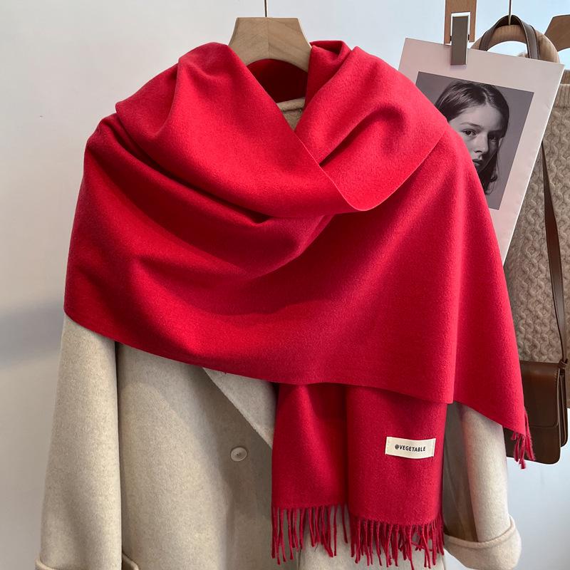 "Korean Style Pink Imitation Cashmere Scarf - Cute Winter Gift for Women, Boyfriends & Girlfriends"