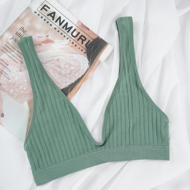 Женский модный бюстгальтер в полоску без рукавов с глубоким V-образным вырезом и мягкими подкладками, топы без косточек, укороченный топ, бюстгальтеры, бюстгальтер