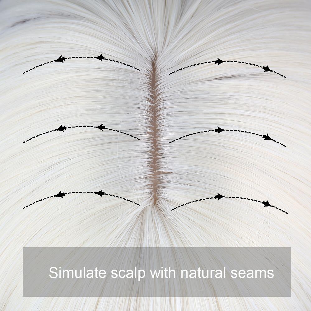 MISSQUEEN Women Fashion Long Straight Wig with Bangs White Brown Red Color Synthetic Fiber Straight Wig