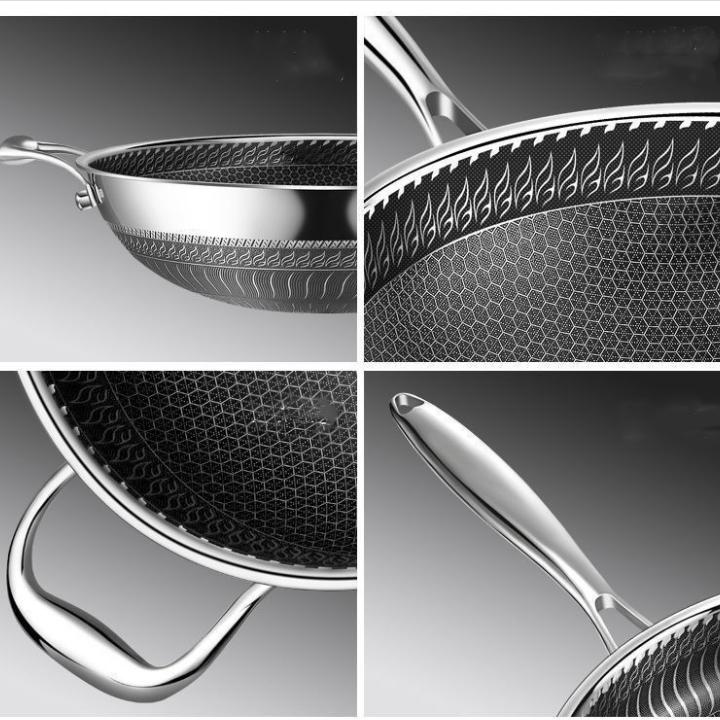 Сковорода из нержавеющей стали 316, 32-34 см, без покрытия, без маслянистого дыма, с антипригарным покрытием, сковорода для блинов, домашняя сковорода для приготовления пищи