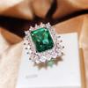 Vintage Lady's Green Finger Rings for Anniversary Party Luxury CZ Crystal Rings Delicate Gift Aesthetic Women Jewelry