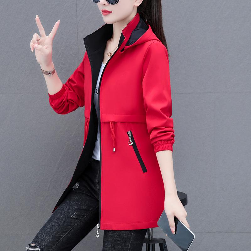 Осенне-зимняя женская ветровка, бархатный теплый плащ средней длины с капюшоном, корейская женская куртка, тонкая верхняя одежда