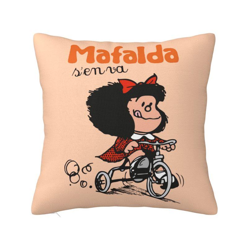 Vintage Quino Comic Mafalda Throw Pillow Case Decoration D Printed Cartoon Mang Sofa Cushion Cover Polyester Soft Pillowslip
