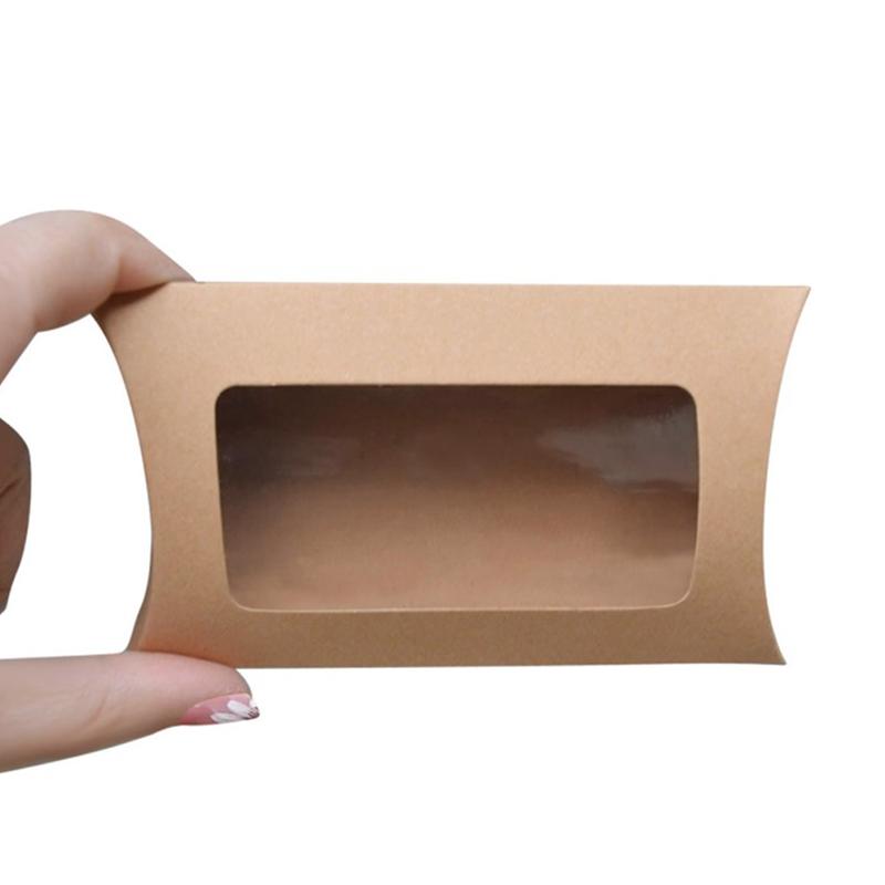 10 шт. коробка для печенья и конфет с окном, свадебные подарочные коробки из крафт-бумаги