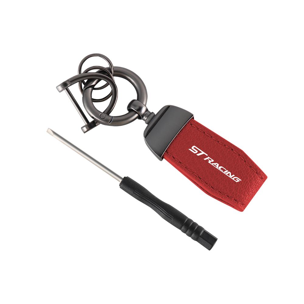 UENT8 Leather Car Keychain Key Chain Ring Pendant Styling Accessories For Ford Ranger Focus 3 Taurus Kuga Mustang Mondeo Fusion Escort