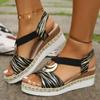 Women's Wedges Sandals 2025 Summer Snake Print Platform Sandals Gladiator Shoes Woman Comfort Casual Med High Heels Sandals