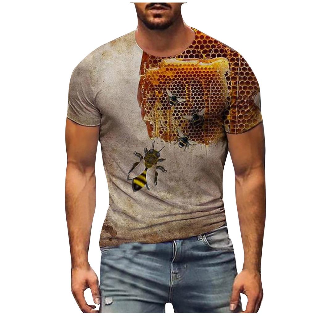 Men'S T-Shirt Short Sleeve Printed Summer Round Neck Top Trend Casual Sweatshirt