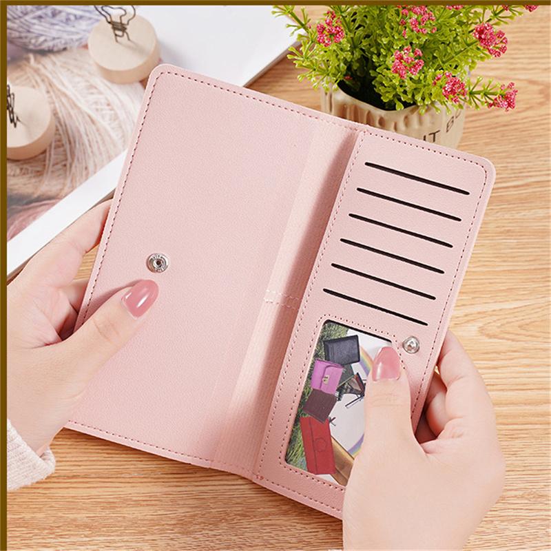 Кожаный длинный кошелек, держатель для идентификационных карт, банковская кредитная карта, многофункциональный тонкий карманный кошелек на молнии