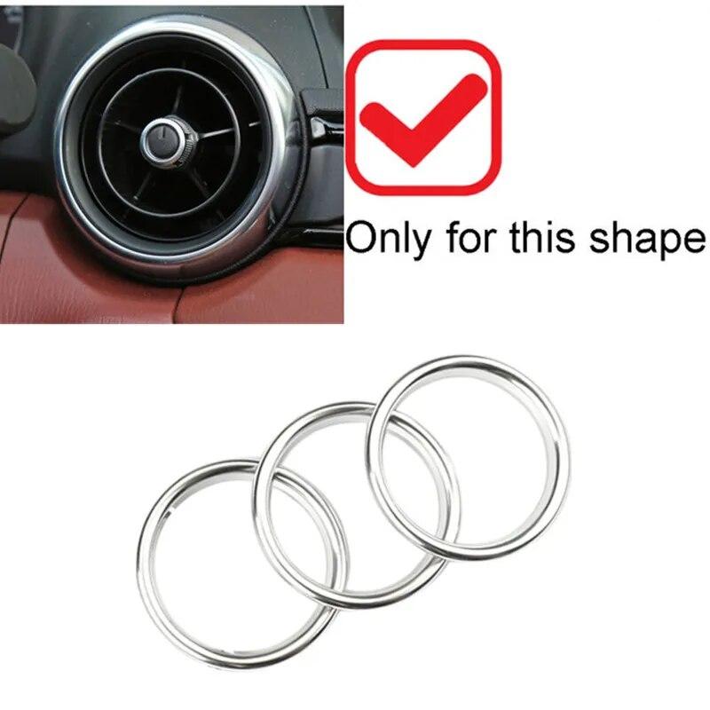 3Pcs/Set Car AC Air Outlet Conditioning Vent Decoration Central Inner Cover Ring Trim For Mazda MX5 Mazda 2 CX3 MX-5 RF ND