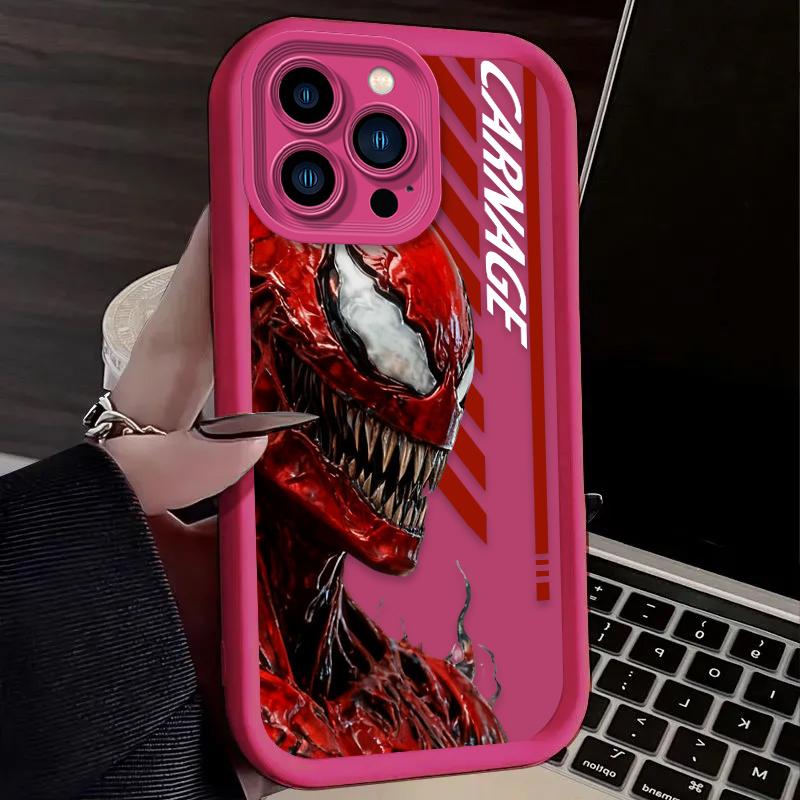 Marvel Venom Carnage Phone Case For iPhone 17 Air 16 16E 15 14 13 12 11 Pro Max X XS X S Max XR SE 2020 SE4 7 8 Silicone Cover