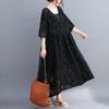 Women Plus Size Lace Dress Summer Flower Embroidery Two-piece Set Loose Oversized Long Dresses