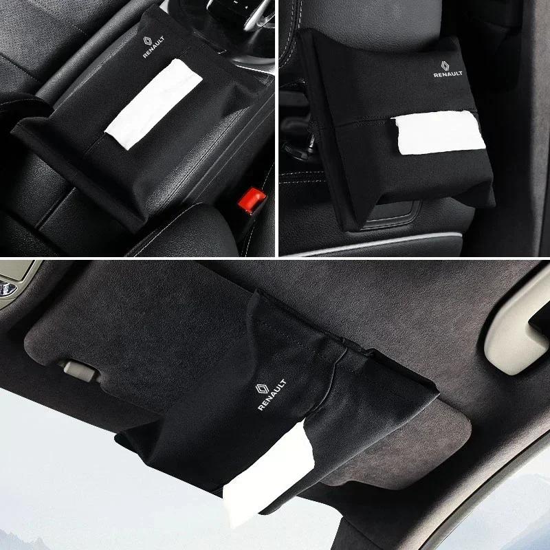 For Renault 2026 New Hub Caps Car Seat Hanging Hidden Napkin Storage Bag for Renault Sandero Captur Megane Twingo Duster Scenic