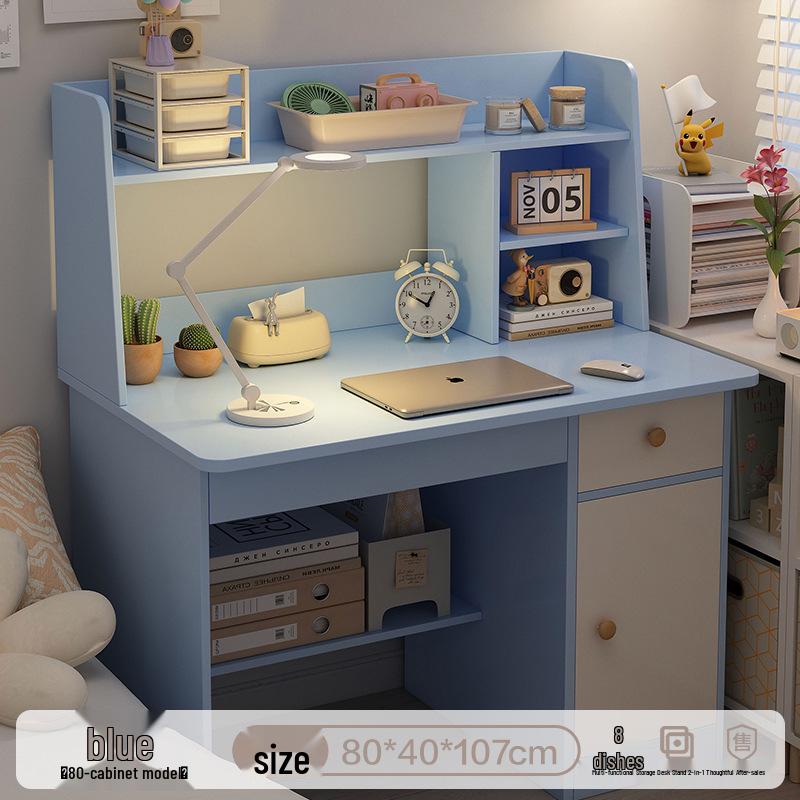 Integrated Desk and Bookshelf Set: Compact Writing Desk & Chair for Bedroom or Small Office.