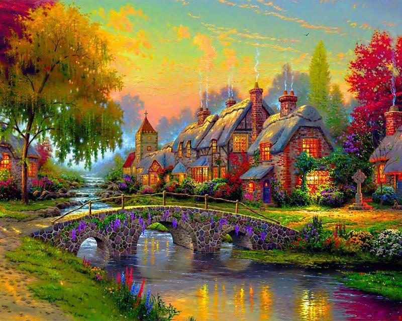 5D алмазная живопись дом картина горный хрусталь Алмазная вышивка пейзаж полный квадратный круглый ремесленный декор для дома