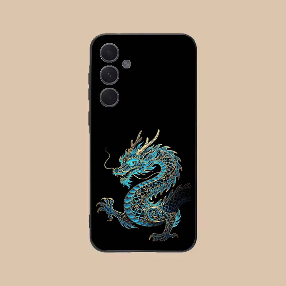 Fashion Chinese Dragon Phone Case For Samsung S25,24,21,22,23,20,S30,Ultra,Plus,Fe,Lite,Note,5G Black Soft
