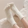 Yousheng 1 Pair Women Coral Fleece Toe Socks Autumn Winter Fuzzy Thick Warm Thermal Mid-calf Socks Soft Fluffy Home Sleeping Slipper Floor Socks