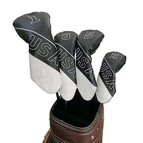 Головка для гольфа деревянная утилитарная UT H чехол, чехол, чехол, чехол, чехол, набор из 4 предметов, Нет. 1, нет. 3, нет. 5, нет. (Черный, Нет. 1, 3, 5, H, набор из 4 предметов)