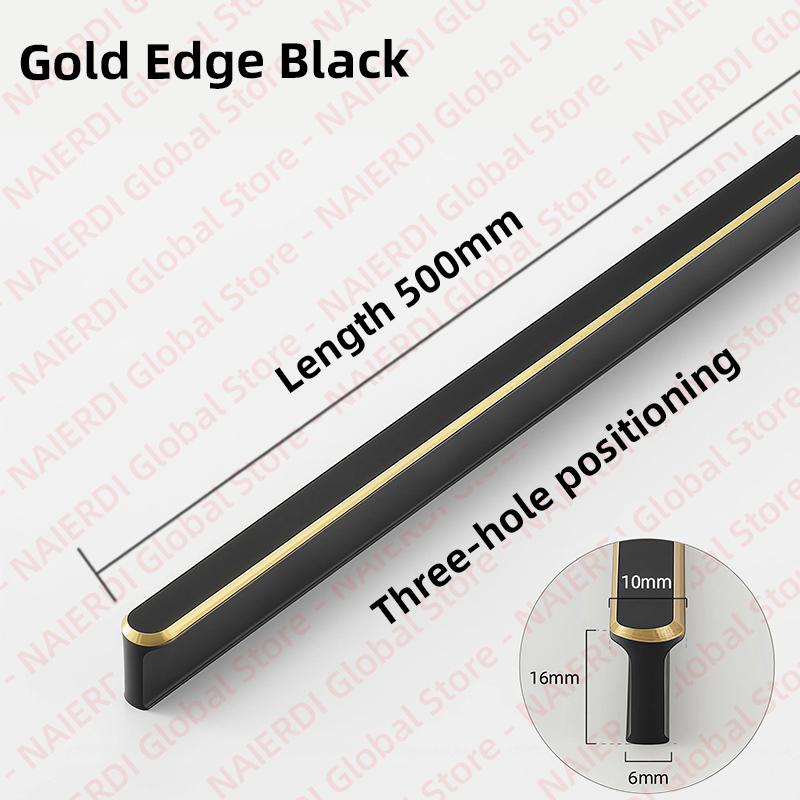 NAIERDI American Style Black Cabinet Handles Aluminum Alloy Long Furniture Handle Kitchen Cupboard Pulls Drawer Knobs Hardware