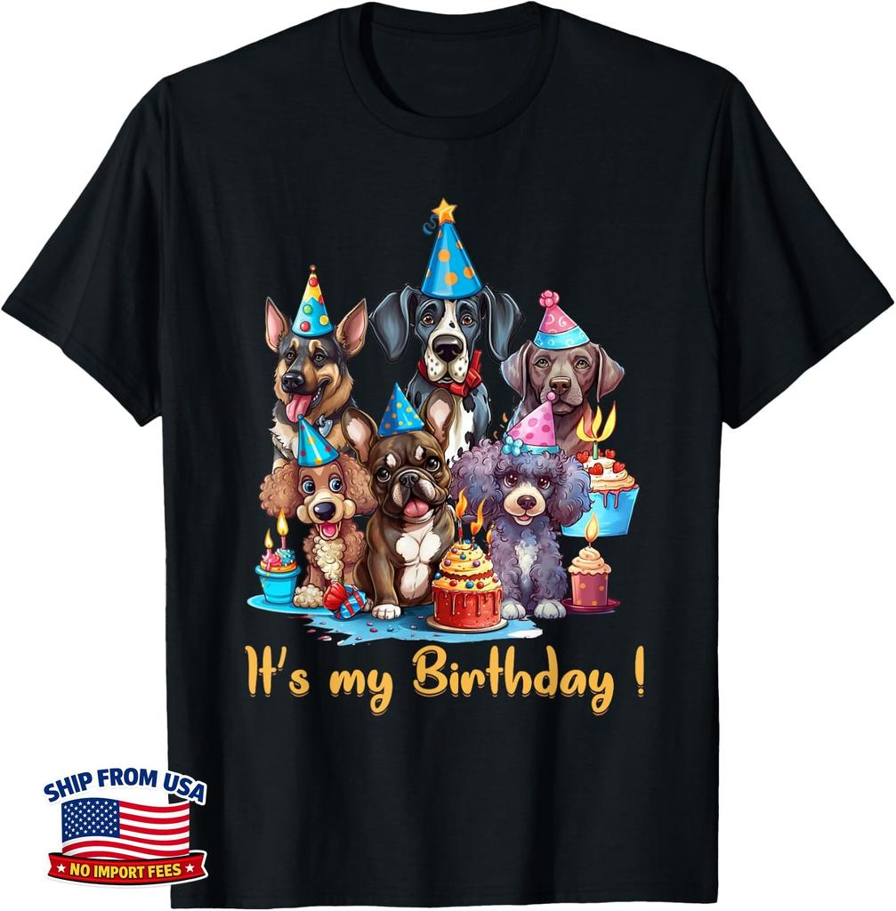 It's My Birthday Birthday Boys Girls Cute Dogs Funny T-Shirt