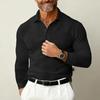 Men S Long Sleeve Waffle Knit Slim Fit Casual Button Placket Polo Shirt