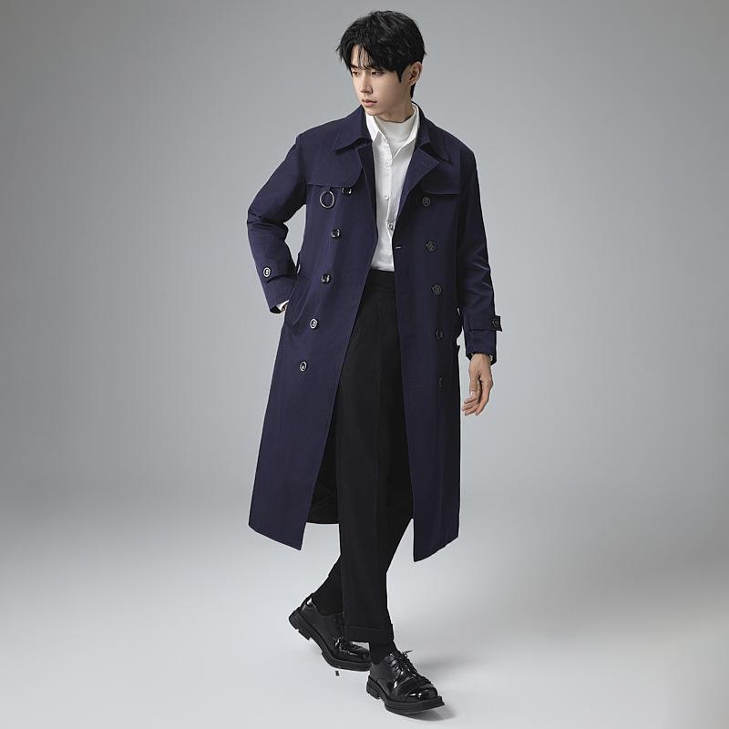 Мужской плащ, повседневный, удлиненный, двубортный, мужской плащ, ветровка, ветрозащитное пальто M-6XL