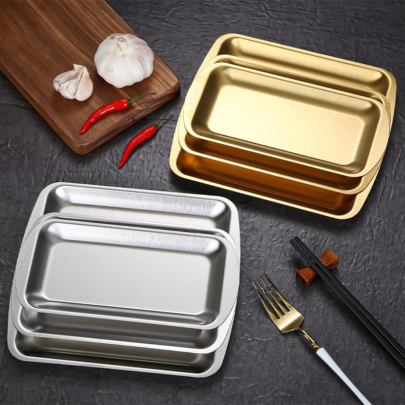 Rectangular Non-Stick Bread Cake Baking Tray Stainless Steel Cookie Cooking Pan Steamed Sausage Dishes Fruit Grill Fish Plate