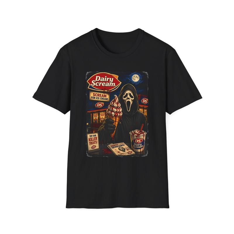 Dairy Scream Ghostface Ice Cream Unisex T-Shirt| Horror Movie Retro Graphic Tee