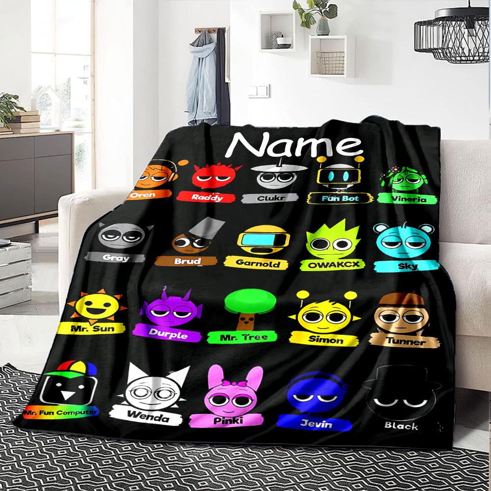 Customiz Name Personality Sprunki themed Blanket Soft &Warm Sofa Office Bed Travel Lunch Break Blanket, Gift Suitable All Seasons