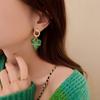 Trendy Style Fashionable Gorgeous Green Heart Metallic Dangle Earrings Latest Korean Style Brincos JewelryFashion Dangle