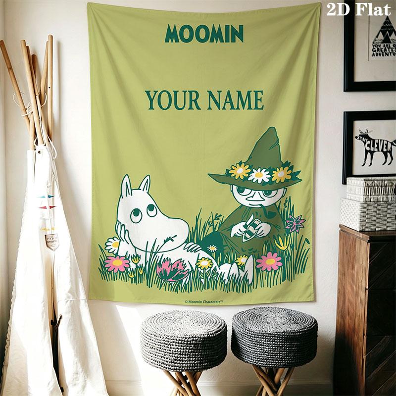 Custom Moomin Wall Hanging Printed Fabric Blanket Decorative Tapestries for Bedroom Living Room Home Decor