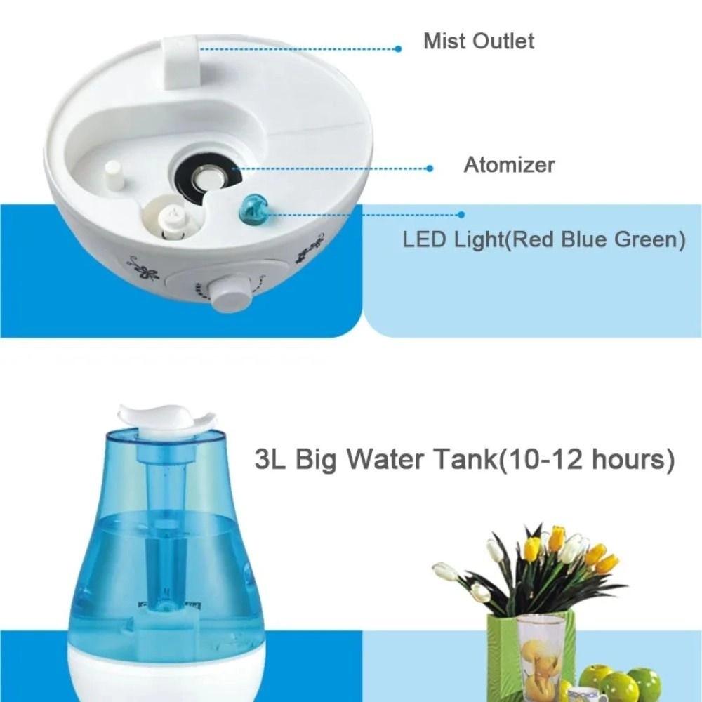 Big Mist Volume Double Spray Humidifier Double Sprayers LED Night Light Humidifier  Bedroom Use