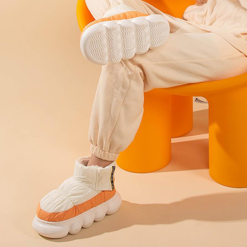 Женские ботильоны на массивном высоком каблуке 5 см, зимняя мягкая женская хлопковая обувь на платформе, уличные водонепроницаемые нескользящие женские зимние ботинки