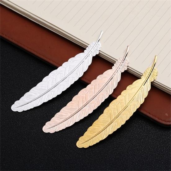 Anti Fade Bookmark Electroplating Brass Exquisite Feather Bookmark Stationery for Daily