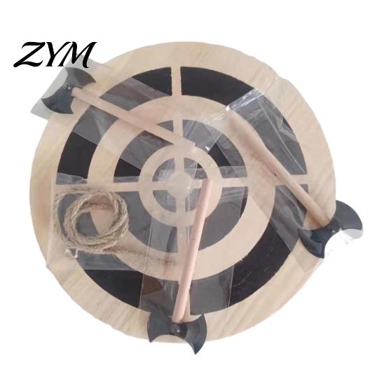 Portable Target Game Ax Throwing Dart Kit, with Wood Disc, 3 Adults Set Axes, Rope, for Indoor Outdoor Backyard Family Party