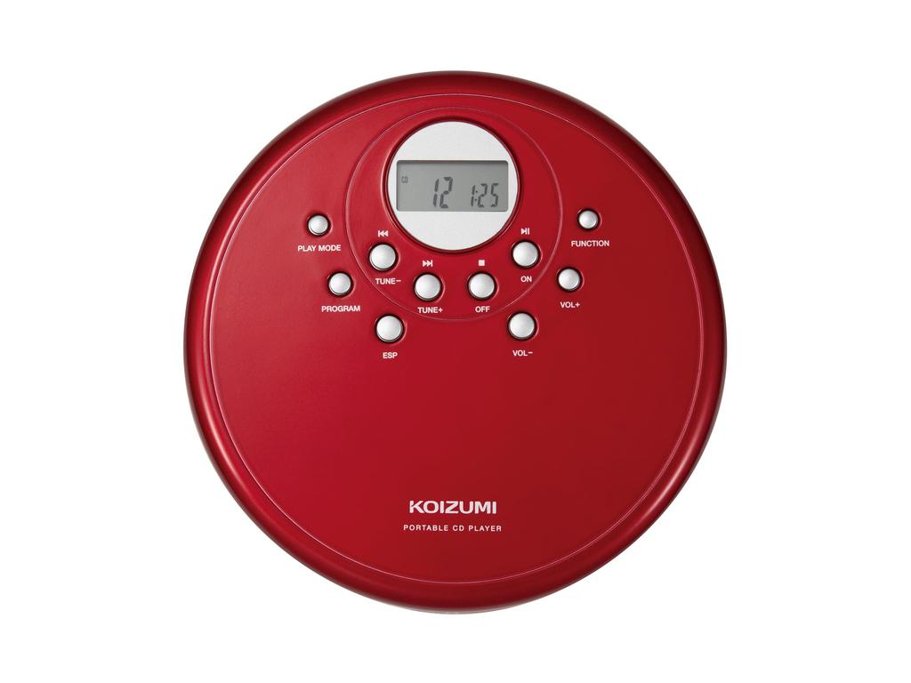 Koizumi Portable CD Player with Earphones and FM Radio, Red, SAD-3905/R