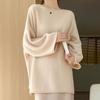 Women's Mid-Length Wool-Cashmere Sweater - 2025 Autumn/Winter Collection, Round Neck, Loose Fit, Knit Outerwear.