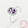 Fashion Amethyst Ring for Women Purple Real S925 Sterling Silver Crystal Round Ladies Wedding Engagement Gift Jewelry