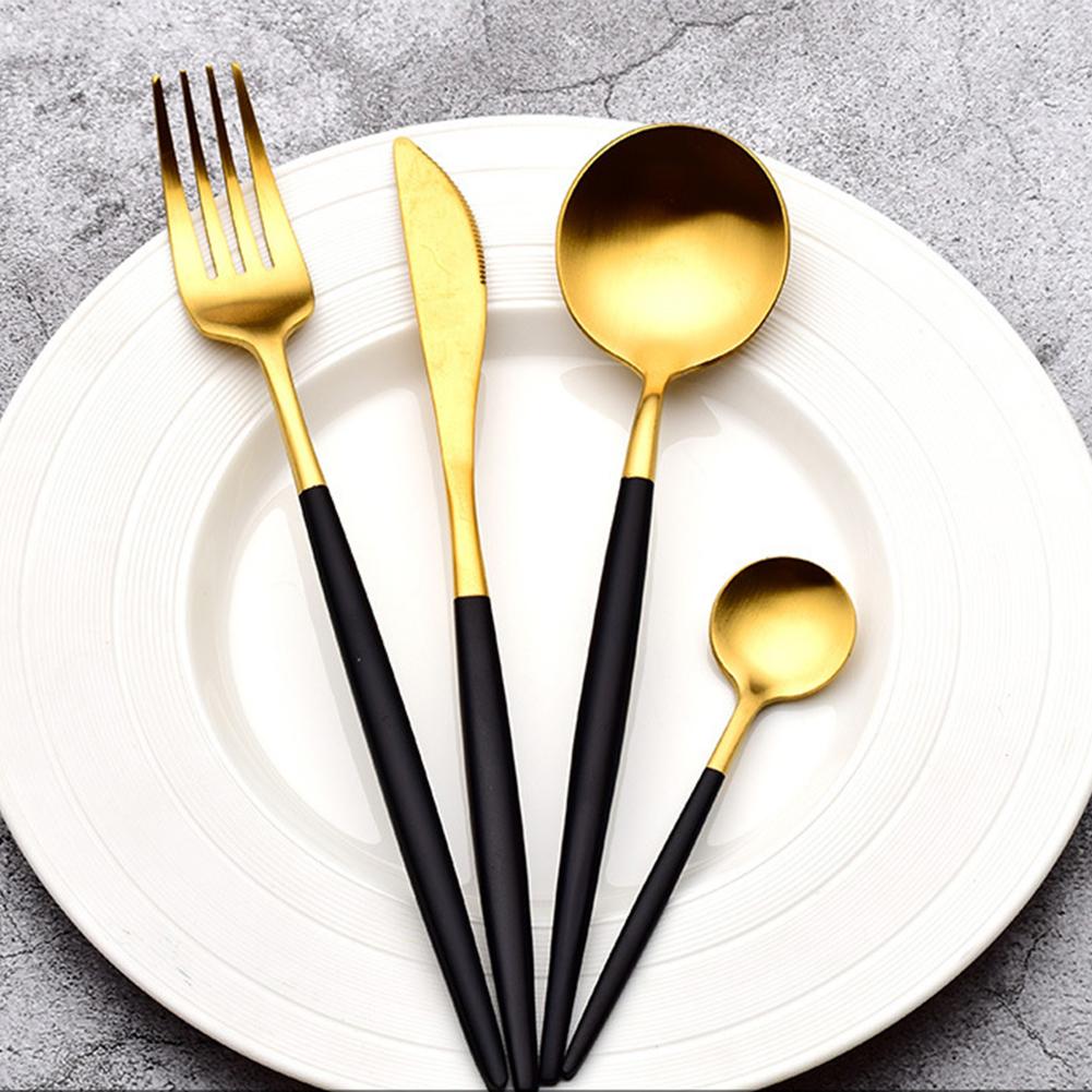 4pcs Cutlery Set Non-slip Smooth Edge Comfortable Grip 304 Stainless Steel Knife Fork Set Ideal For Home Restaurant