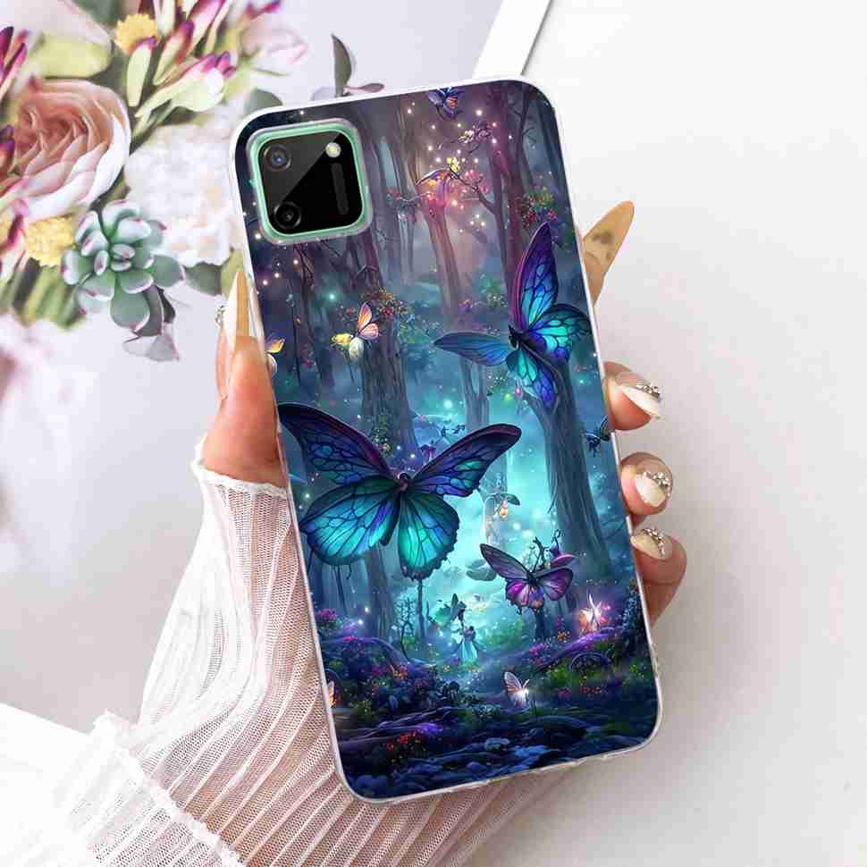 For Oppo Realme C11 Case RMX2185 Cute Cat Cartoon Soft Silicone Phone Back Cover For Realme C11 C 11 RealmeC11 2020 Case Capa