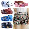Flower Eyelet Decoration Colorful Fashionable Waistband Kids Belt Faux Leather Belt Waist Belt