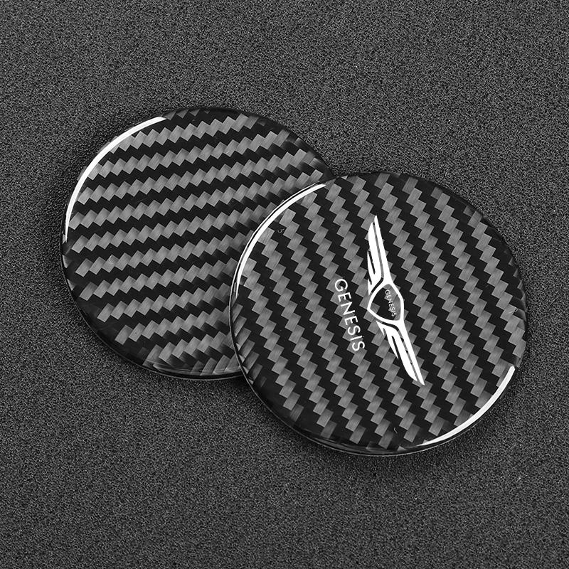 2 шт. автомобильные подставки из углеродного волокна с рисунком, нескользящий коврик для чашки воды, противогрязный коврик для Hyundai Genesis g90 g70 g80 gv70 gv80