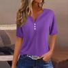 Women's T Shirt Tee Print Button Short Sleeve Daily Weekend Fashion Basic V- Neck Regular Top