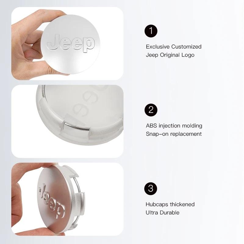 55/63mm Anti-Rust Hub Cap Cover for Jeep Renegade Wrangler JK JL Grand Cherokee Compass Patriot Liberty Wheel Center Protector PSLVW1