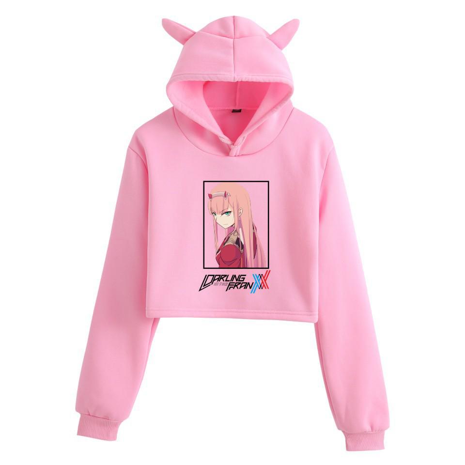 Darling in the Franxx Zero Two Cat Ear Cropped Hoodie - Women's Anime Style