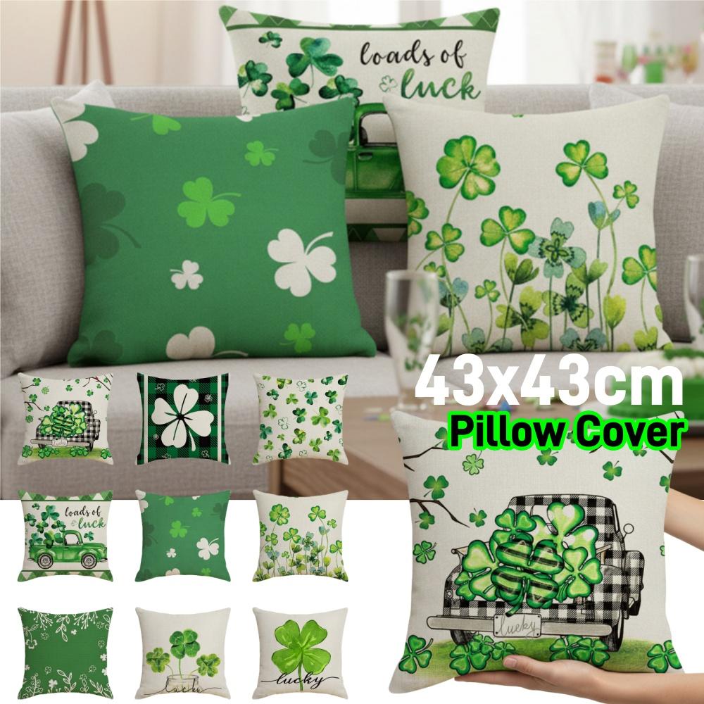 43x43cm St Patricks Day Decorations For Home Cushion Cover Clover Pillowcase Saint Patricks Irish Party Decorative Pillowcase