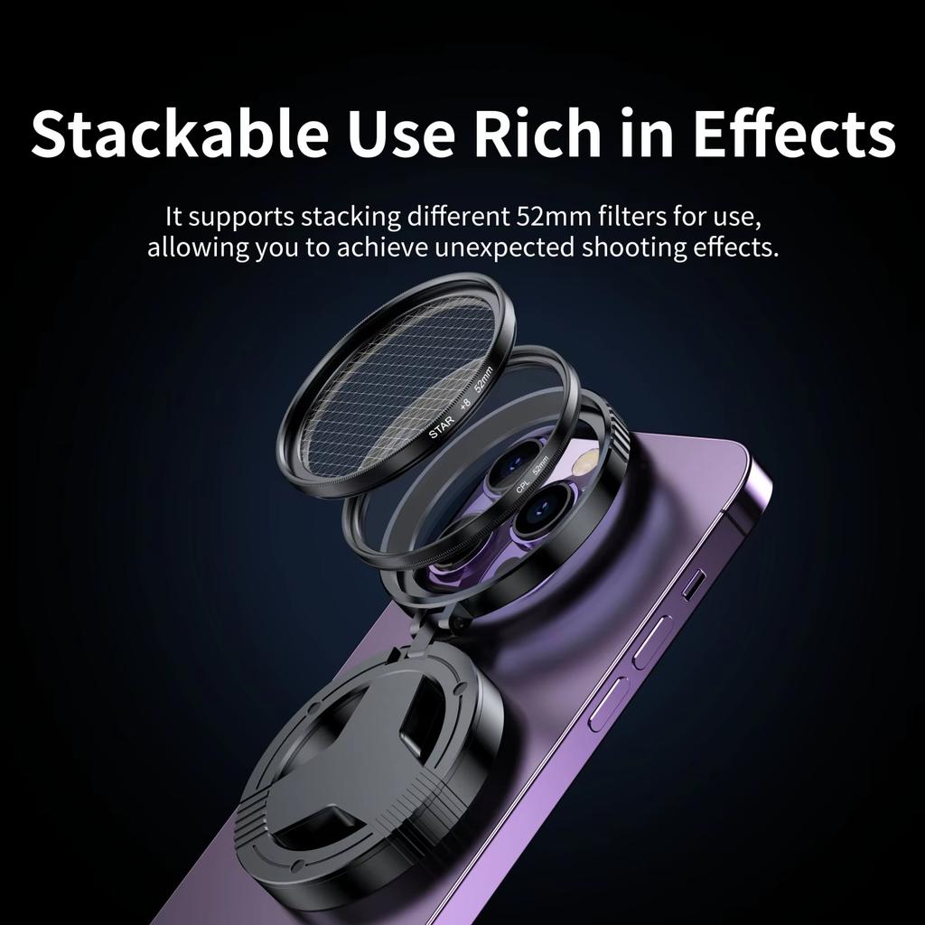 52mm CPL Polarizer Filter Magnetic Holder For Smartphone Vlogging Filter Stand Bracket