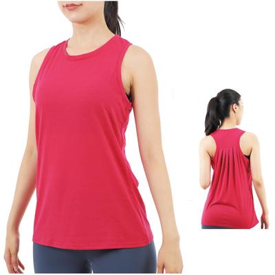 QQOLi Solid Tank Top for Flattering Stylish Yoga and Pilates Long Breathable Sportswear Women's Figures, Performance, Sleeve, (Small, Flamingo)